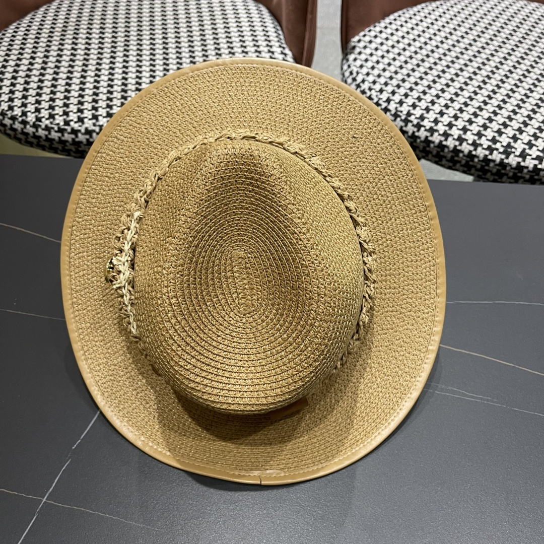 香奈儿Chanel 甬制防晒法式太阳帽潮夏夭新款帽子草编礼帽简约沙滩清凉度假遮阳