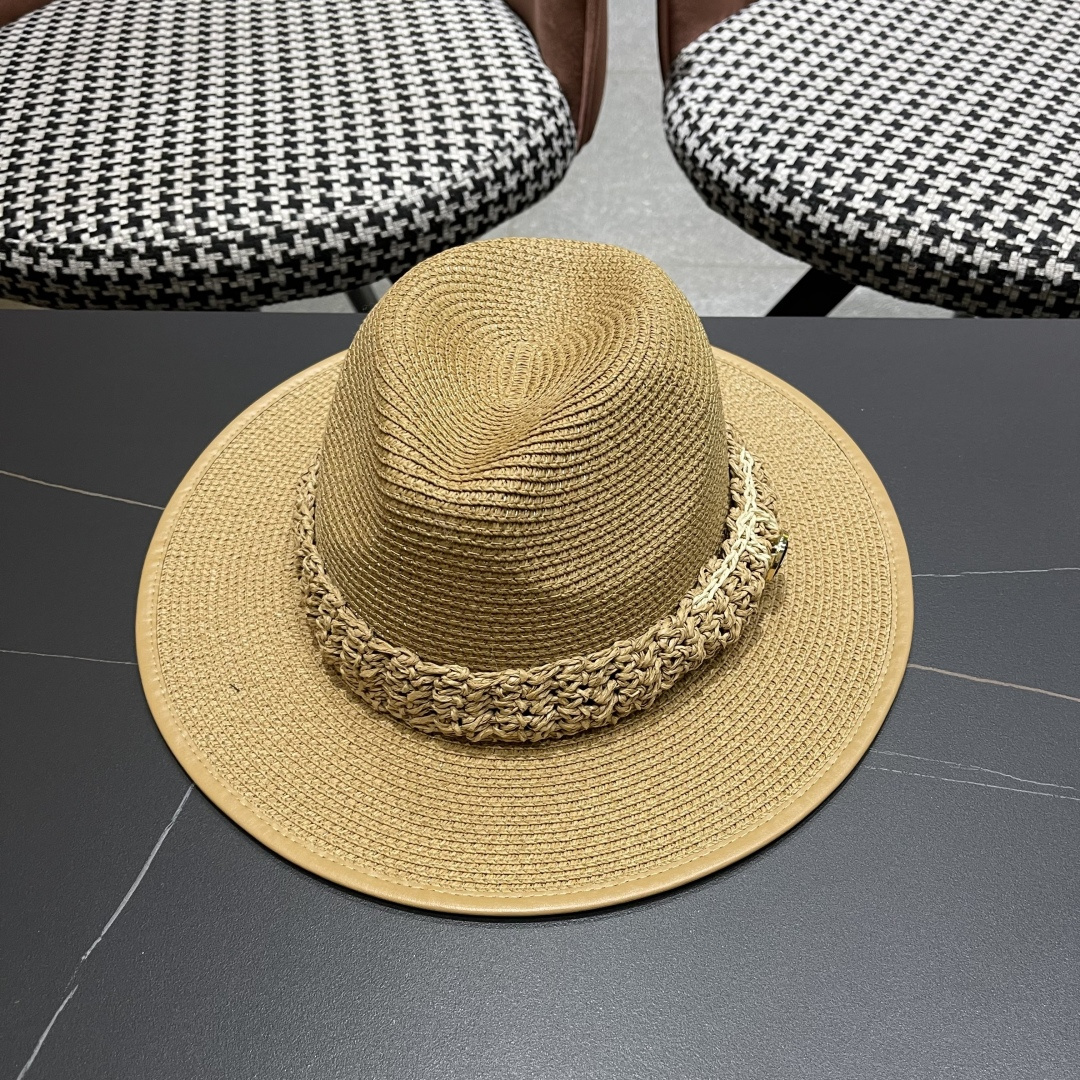 香奈儿Chanel 甬制防晒法式太阳帽潮夏夭新款帽子草编礼帽简约沙滩清凉度假遮阳