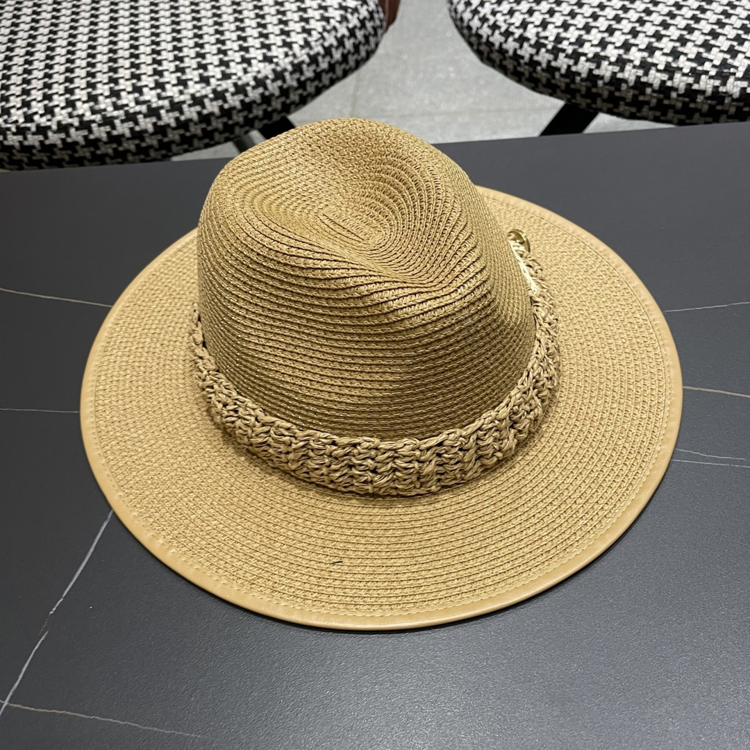 香奈儿Chanel 甬制防晒法式太阳帽潮夏夭新款帽子草编礼帽简约沙滩清凉度假遮阳