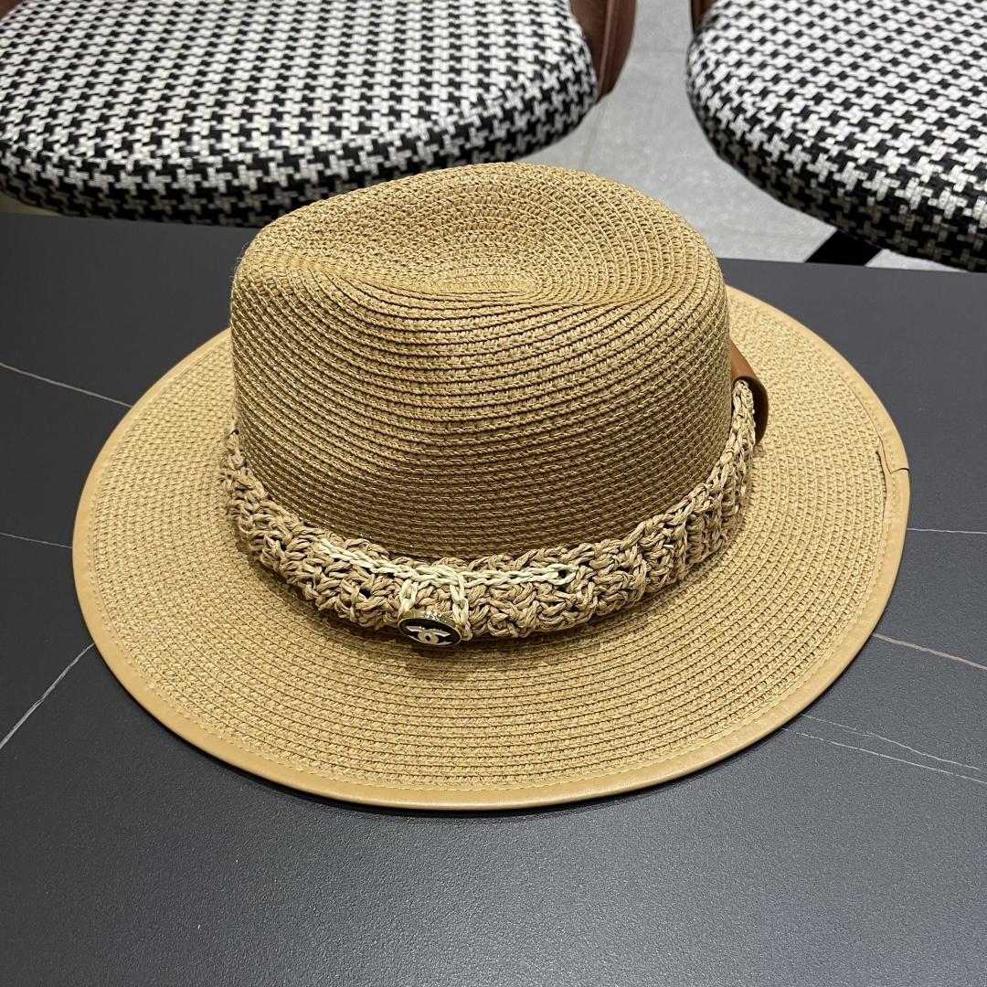 香奈儿Chanel 甬制防晒法式太阳帽潮夏夭新款帽子草编礼帽简约沙滩清凉度假遮阳