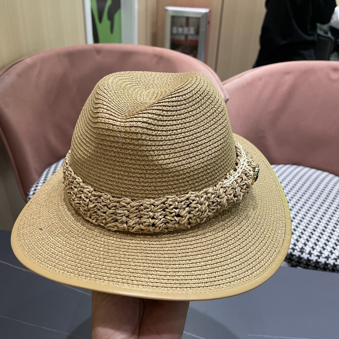 香奈儿Chanel 甬制防晒法式太阳帽潮夏夭新款帽子草编礼帽简约沙滩清凉度假遮阳