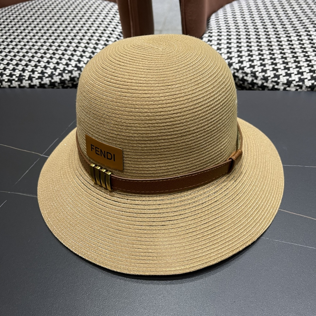  芬迪Fendi 大檐软草编帽子女夏季，品脸小防紫外线遮阳帽，可以折叠放包包