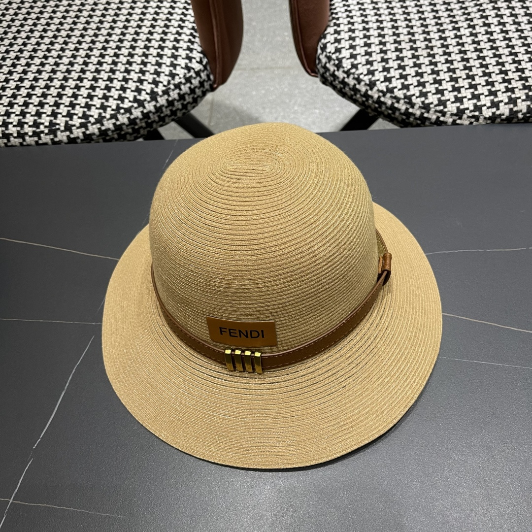  芬迪Fendi 大檐软草编帽子女夏季，品脸小防紫外线遮阳帽，可以折叠放包包