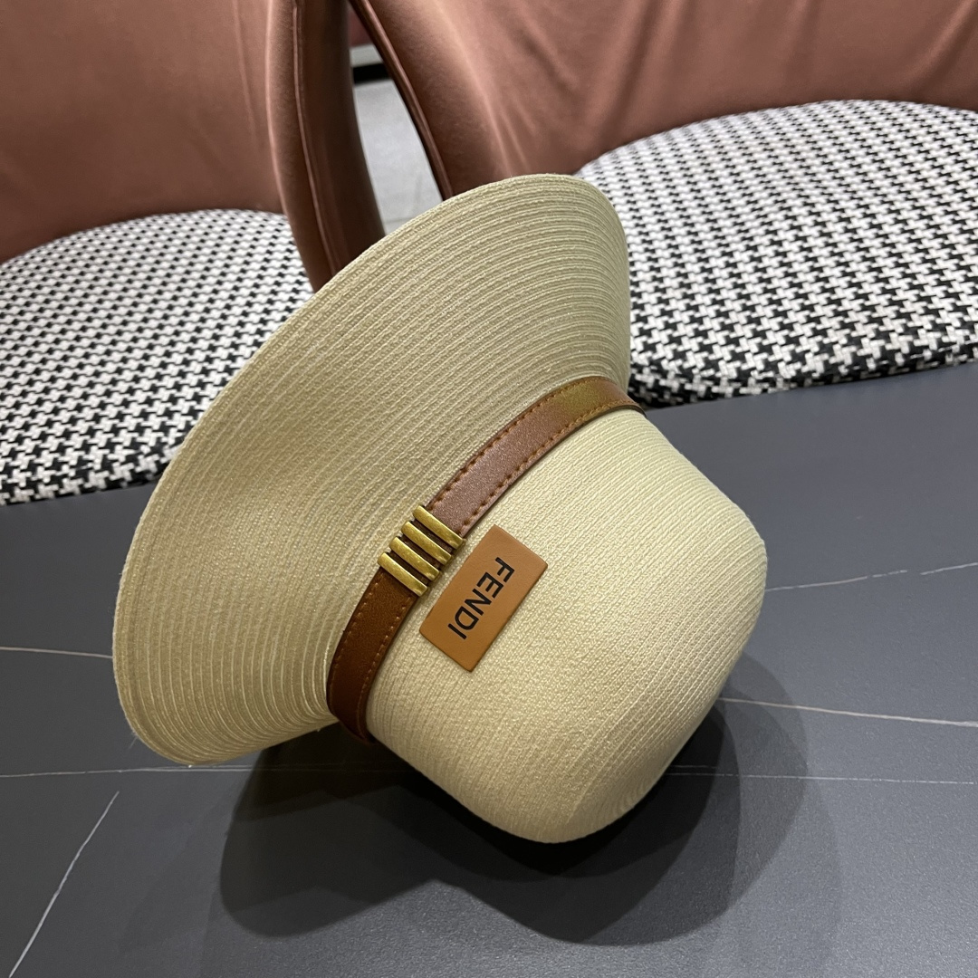  芬迪Fendi 大檐软草编帽子女夏季，品脸小防紫外线遮阳帽，可以折叠放包包