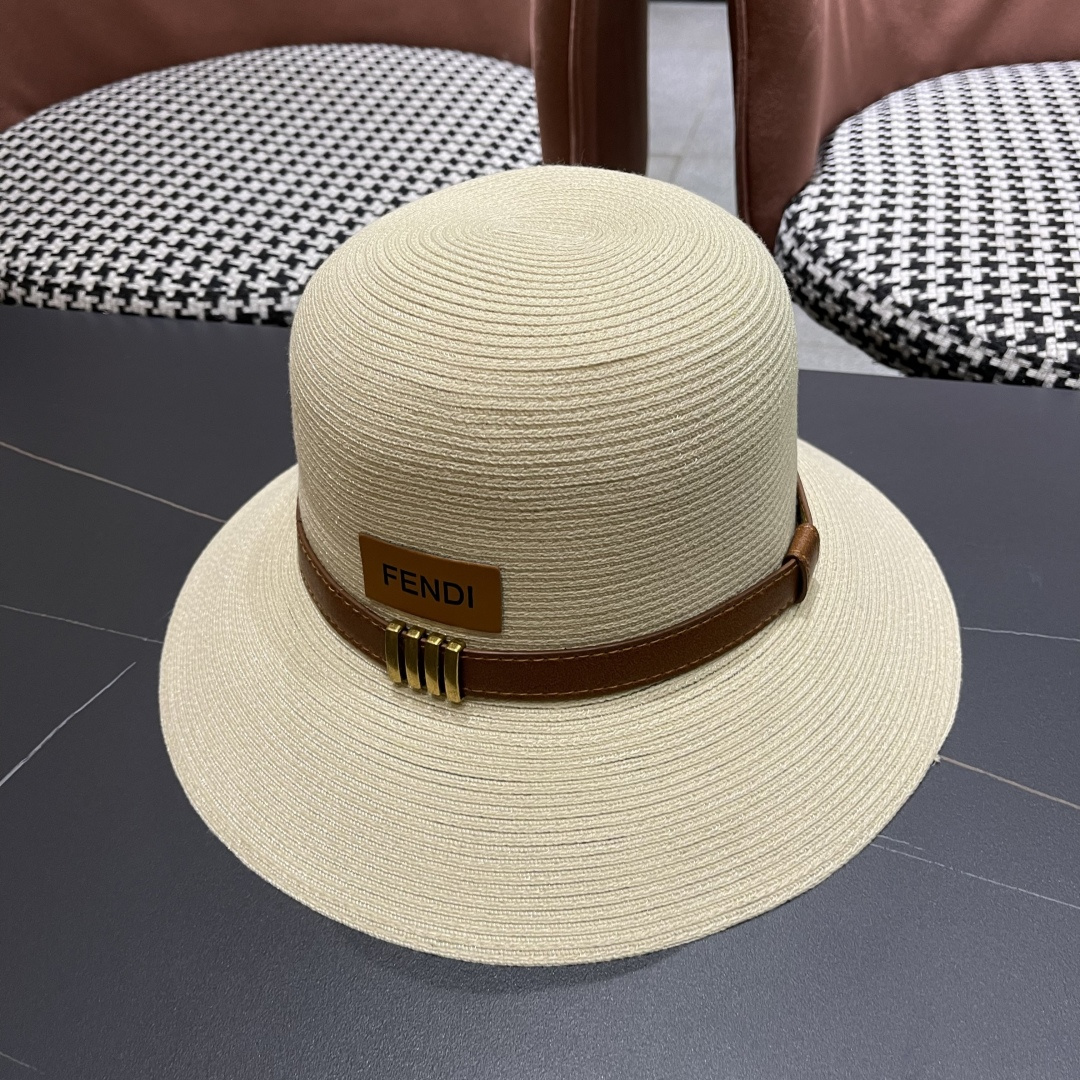  芬迪Fendi 大檐软草编帽子女夏季，品脸小防紫外线遮阳帽，可以折叠放包包
