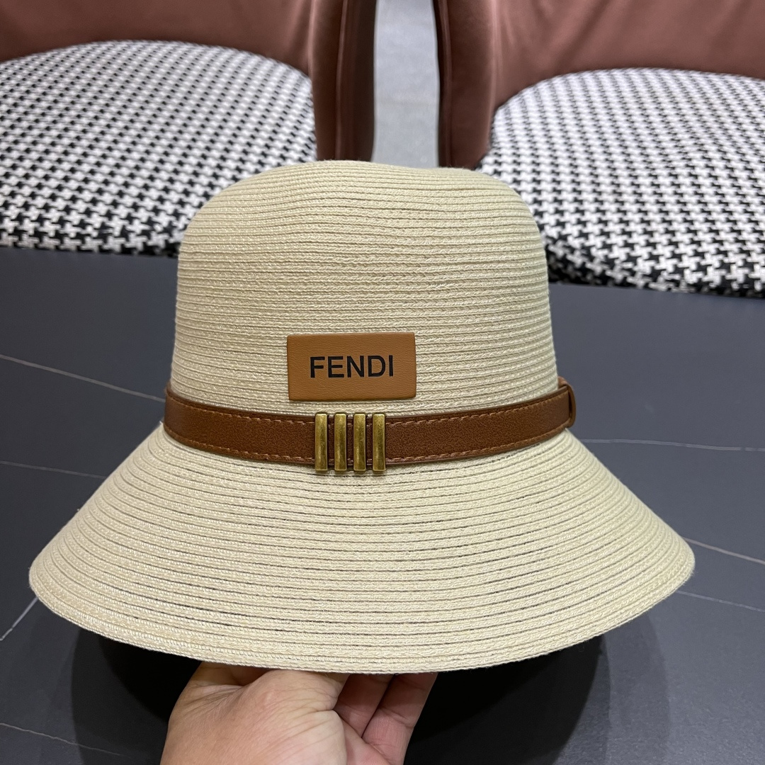  芬迪Fendi 大檐软草编帽子女夏季，品脸小防紫外线遮阳帽，可以折叠放包包