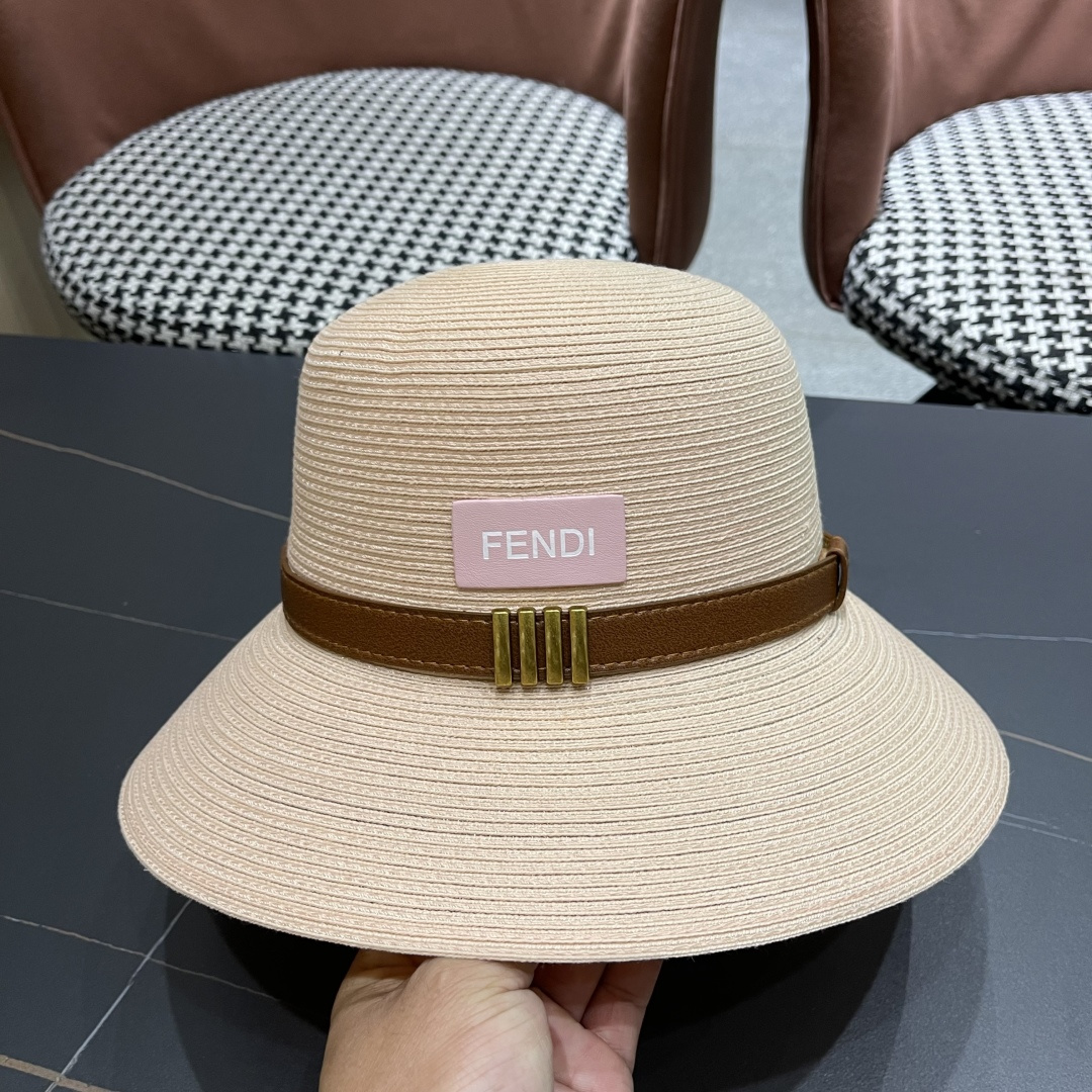  芬迪Fendi 大檐软草编帽子女夏季，品脸小防紫外线遮阳帽，可以折叠放包包