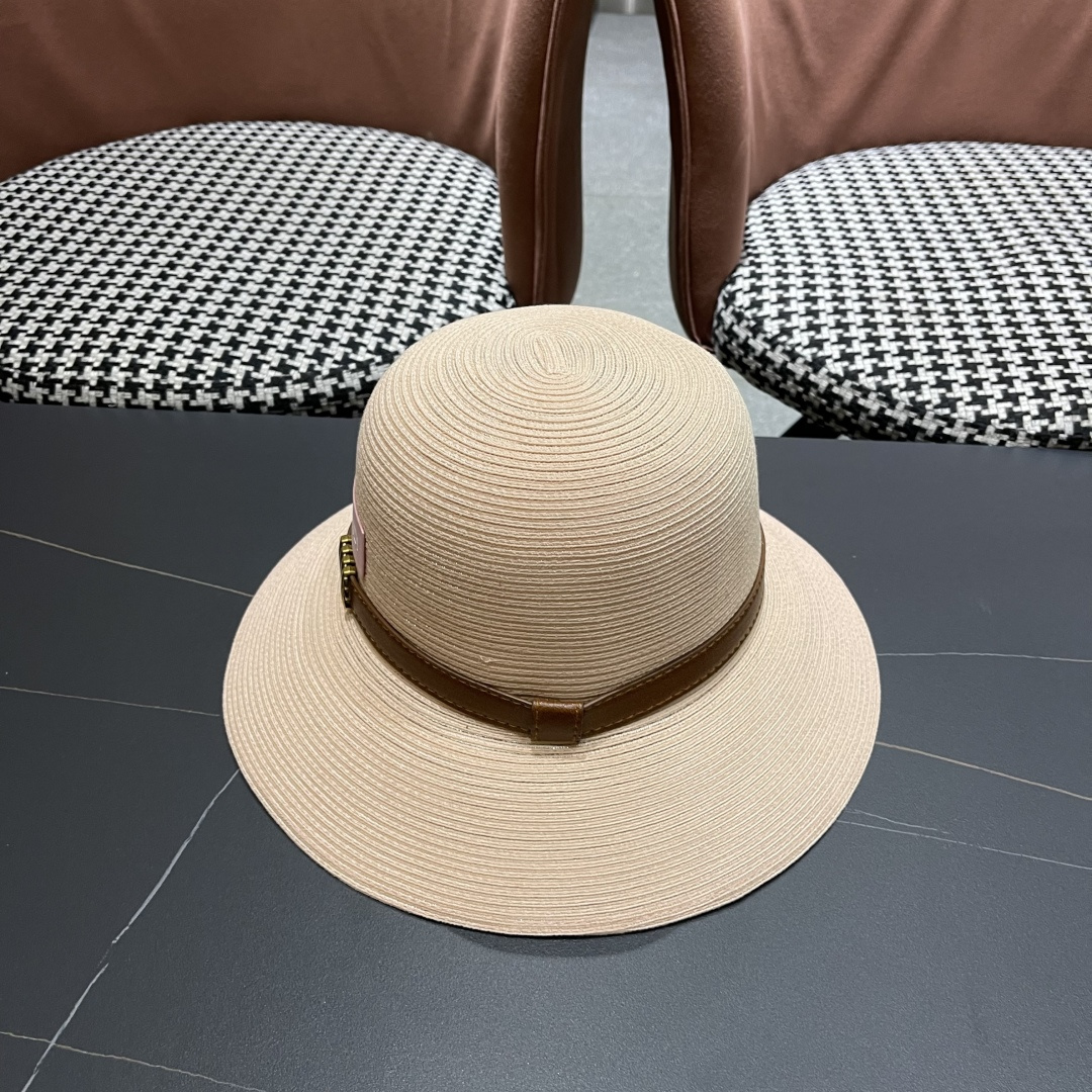  芬迪Fendi 大檐软草编帽子女夏季，品脸小防紫外线遮阳帽，可以折叠放包包