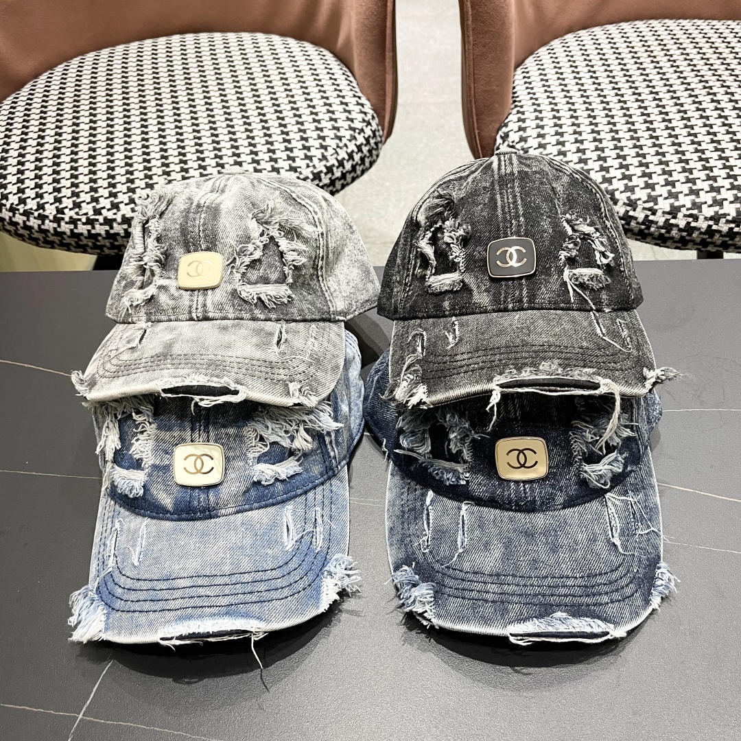  香奈儿CHANEL 新品牛仔破洞棒球帽，小香经典简约，时尚休闲设计 跑量新品