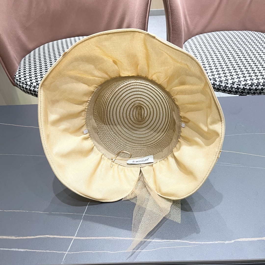 蒙口2025夏季飘带蝴蝶结开叉盆帽网纱防晒遮阳帽女户外防紫外线沙滩太阳帽