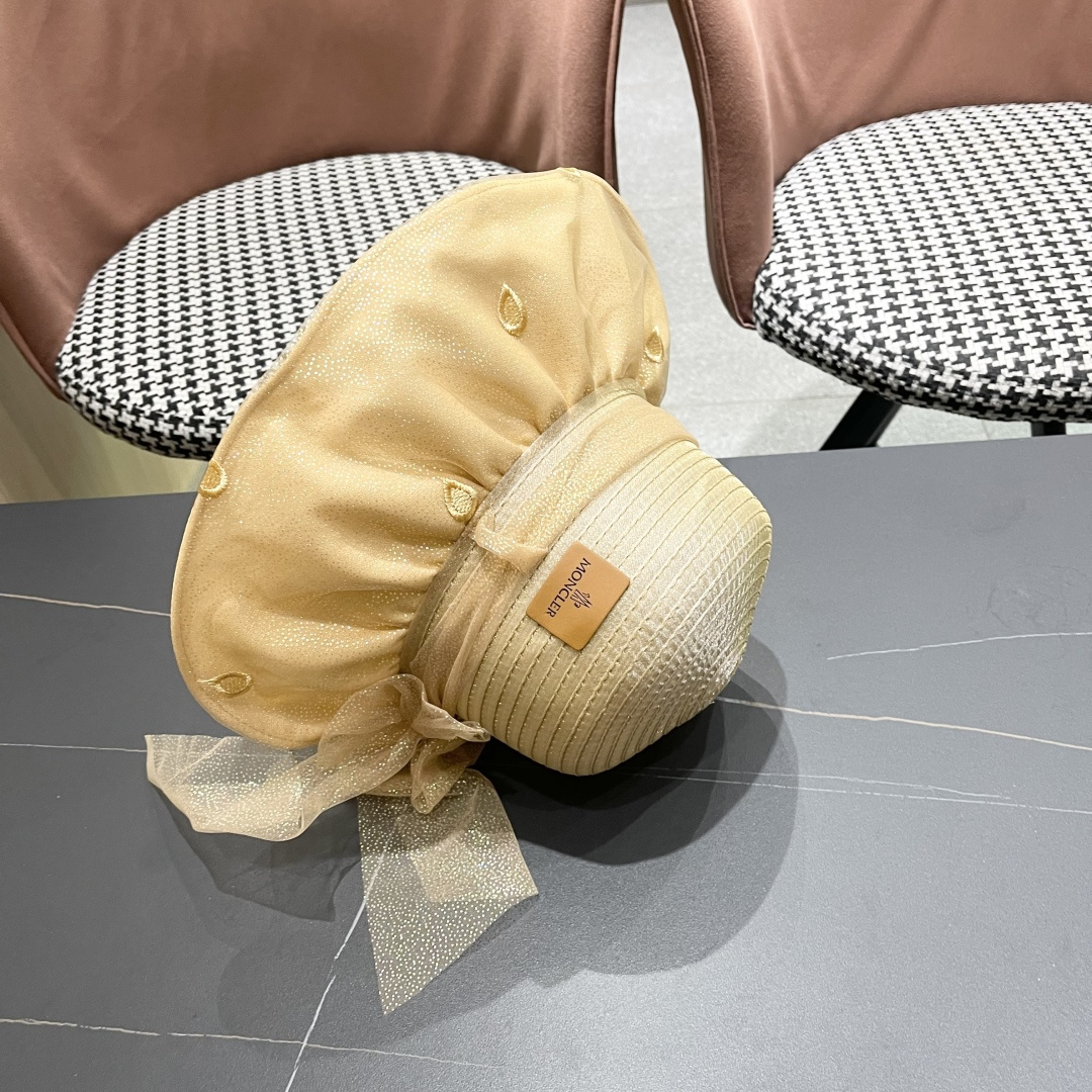 蒙口2025夏季飘带蝴蝶结开叉盆帽网纱防晒遮阳帽女户外防紫外线沙滩太阳帽