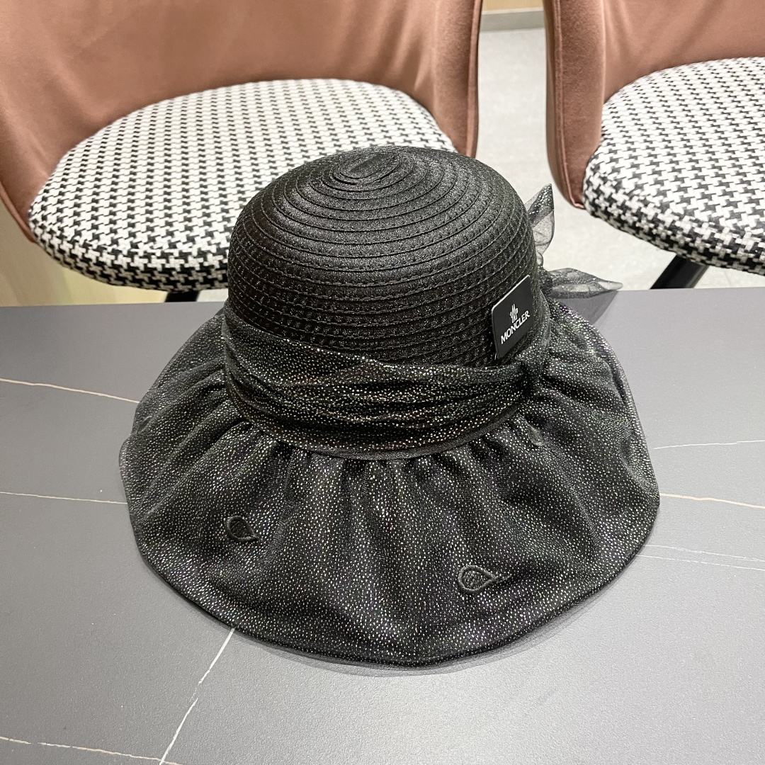 蒙口2025夏季飘带蝴蝶结开叉盆帽网纱防晒遮阳帽女户外防紫外线沙滩太阳帽