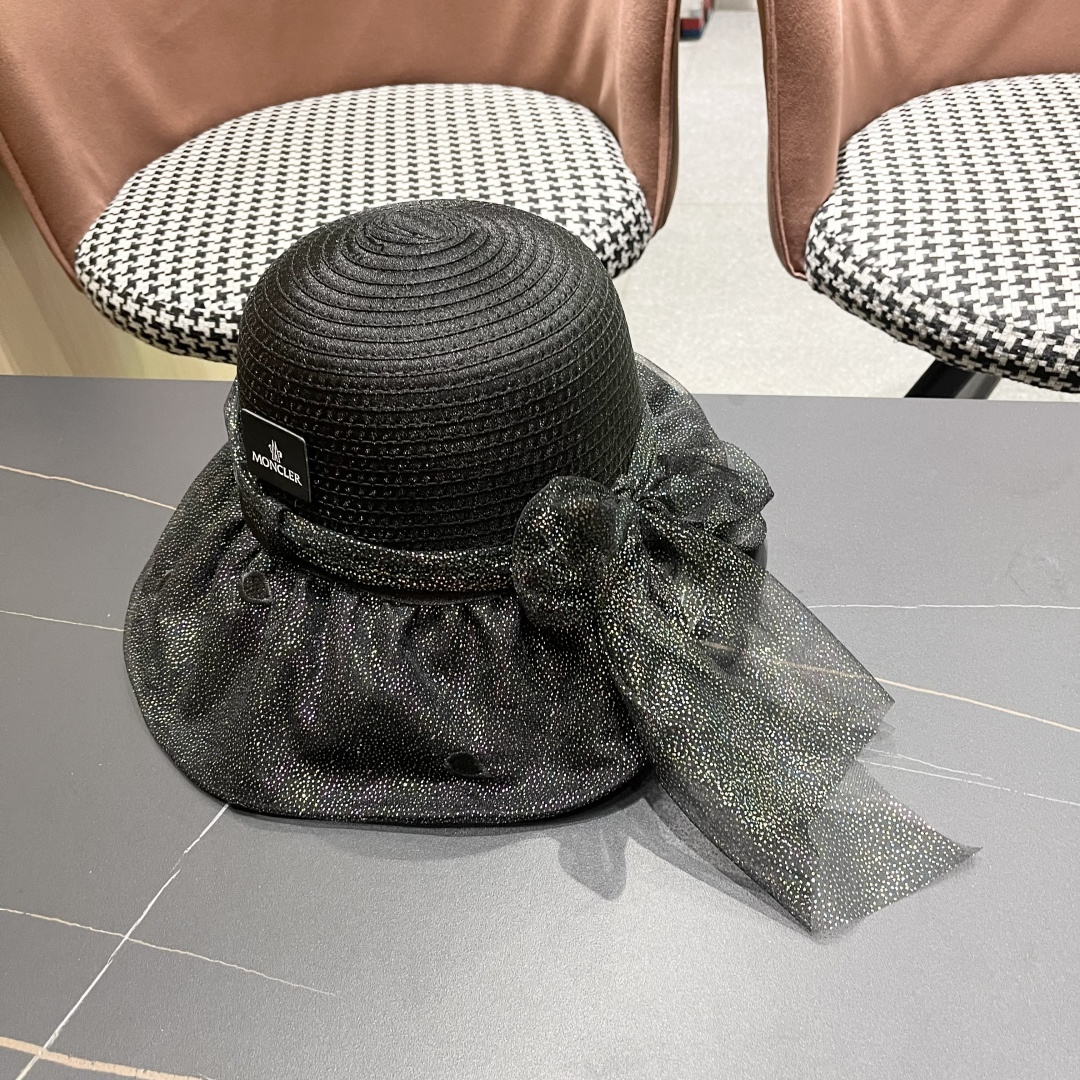 蒙口2025夏季飘带蝴蝶结开叉盆帽网纱防晒遮阳帽女户外防紫外线沙滩太阳帽