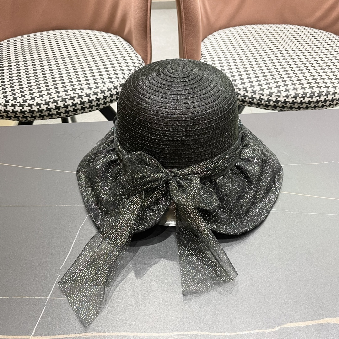 蒙口2025夏季飘带蝴蝶结开叉盆帽网纱防晒遮阳帽女户外防紫外线沙滩太阳帽