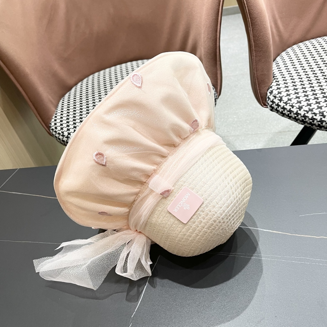 蒙口2025夏季飘带蝴蝶结开叉盆帽网纱防晒遮阳帽女户外防紫外线沙滩太阳帽