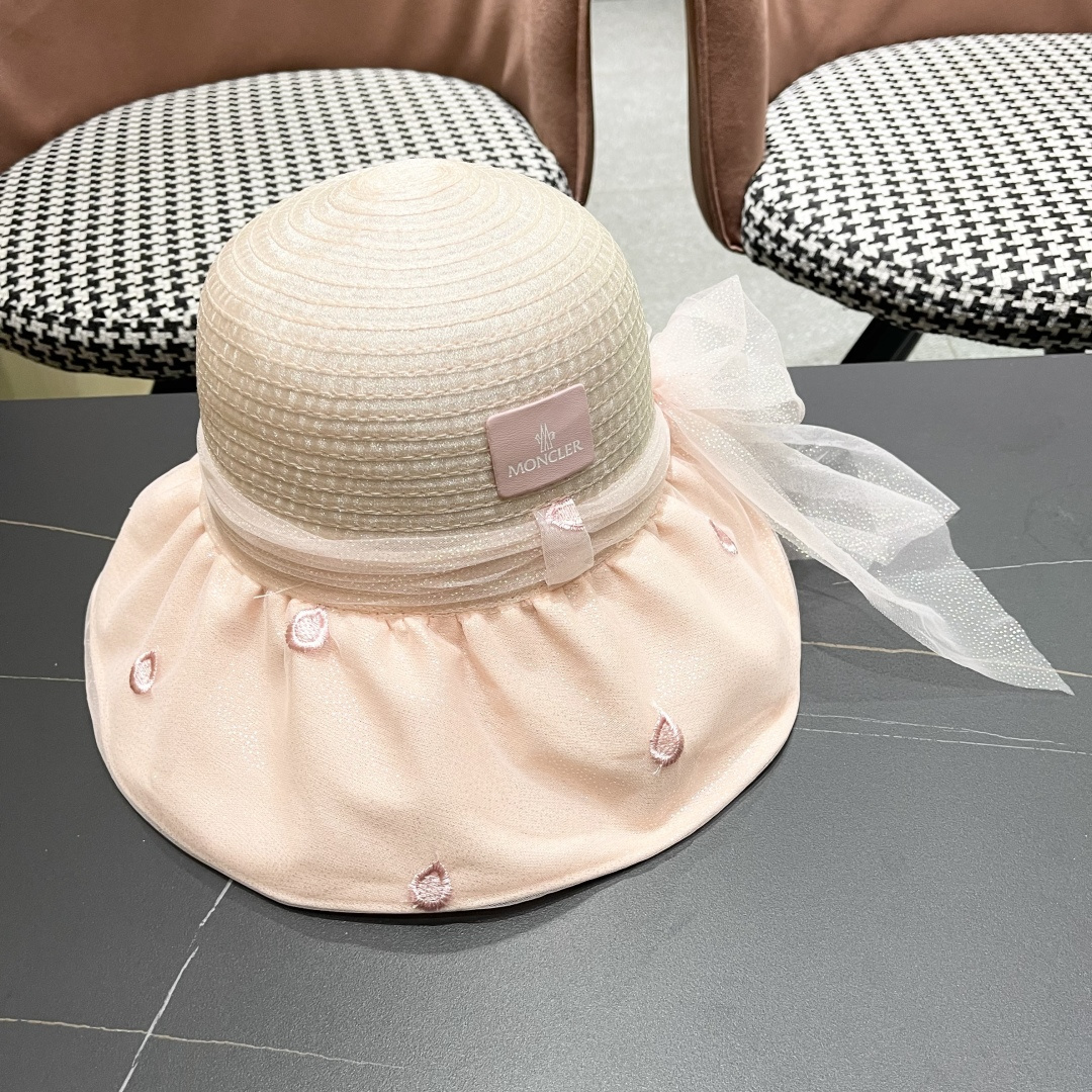 蒙口2025夏季飘带蝴蝶结开叉盆帽网纱防晒遮阳帽女户外防紫外线沙滩太阳帽