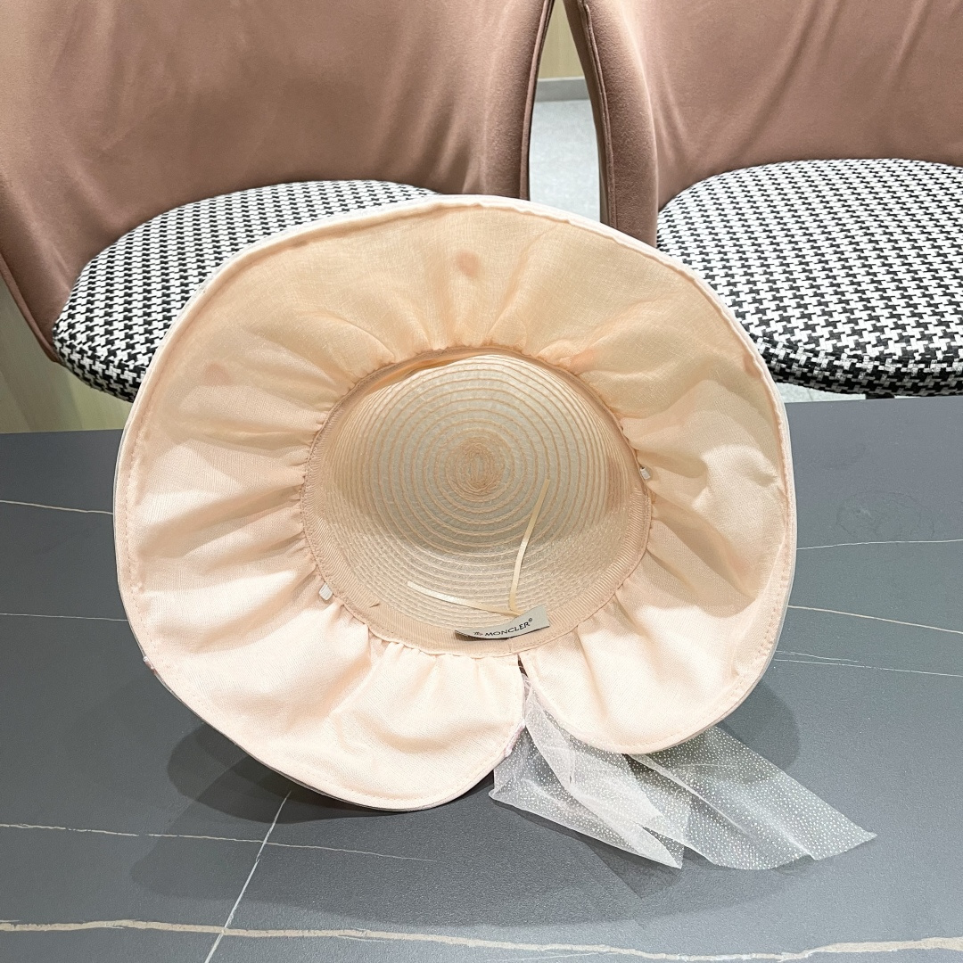 蒙口2025夏季飘带蝴蝶结开叉盆帽网纱防晒遮阳帽女户外防紫外线沙滩太阳帽