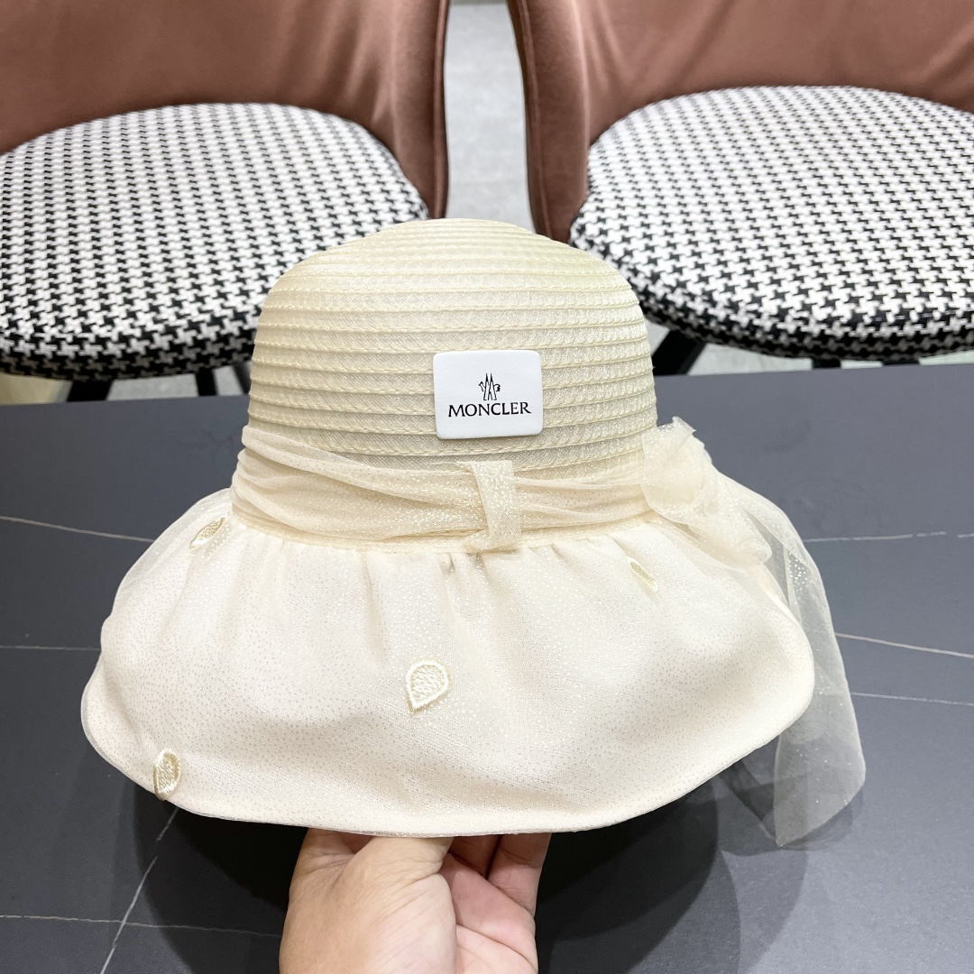 蒙口2025夏季飘带蝴蝶结开叉盆帽网纱防晒遮阳帽女户外防紫外线沙滩太阳帽