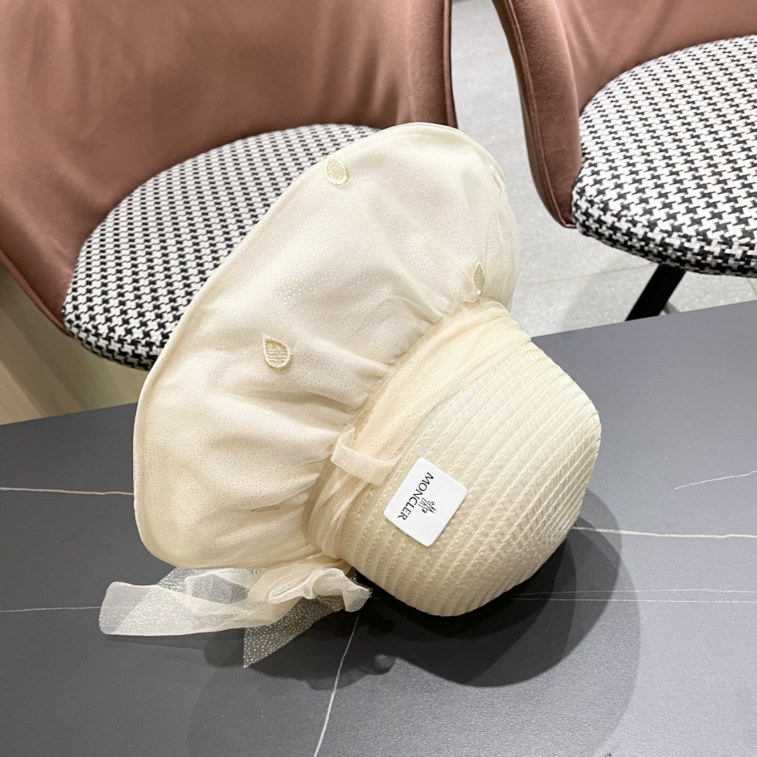 蒙口2025夏季飘带蝴蝶结开叉盆帽网纱防晒遮阳帽女户外防紫外线沙滩太阳帽