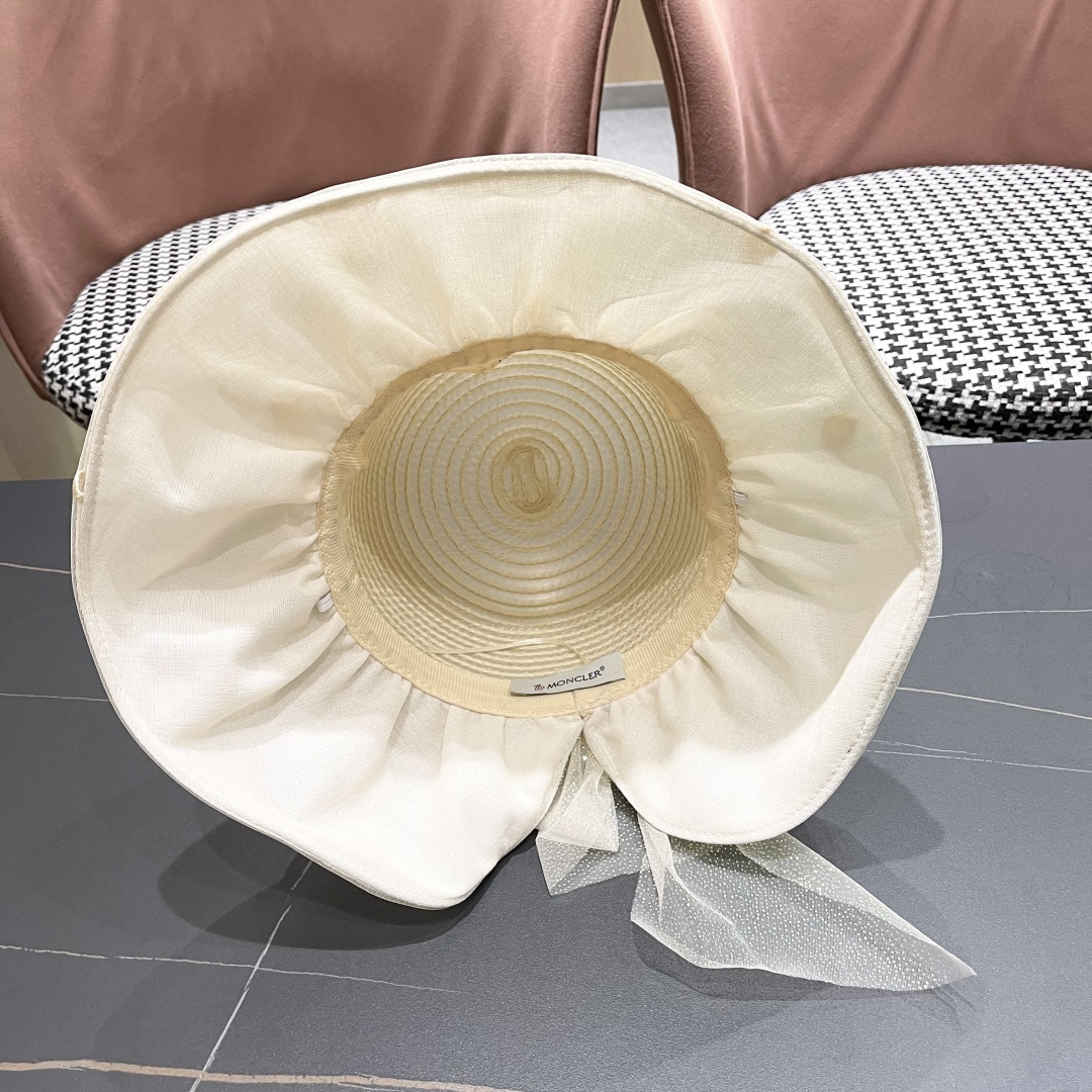 蒙口2025夏季飘带蝴蝶结开叉盆帽网纱防晒遮阳帽女户外防紫外线沙滩太阳帽