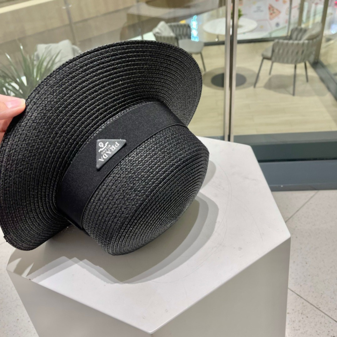 【PRADA普拉达】春夏新款草编编织草帽，度假休闲必备，优雅大方的一款