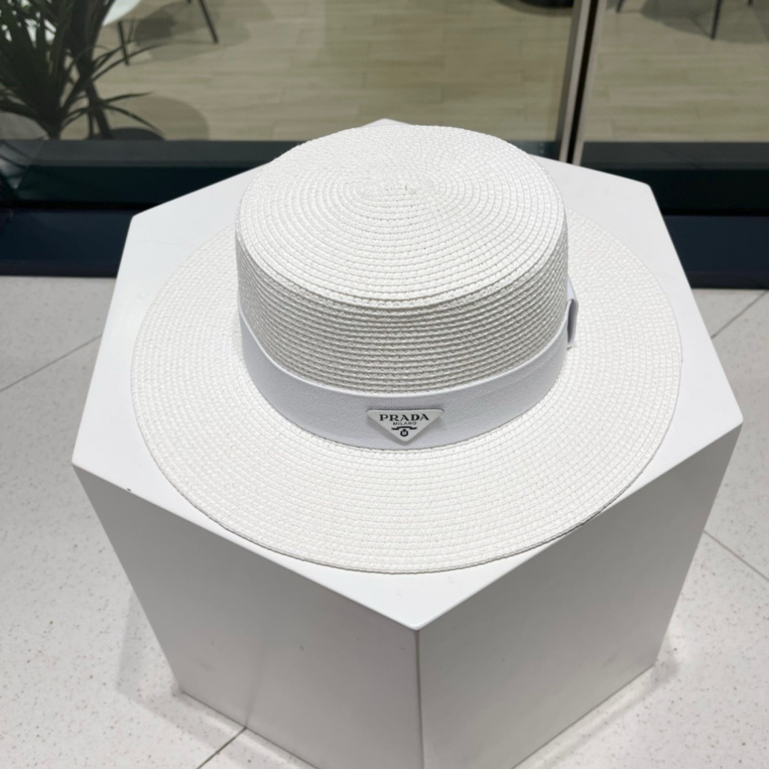 【PRADA普拉达】春夏新款草编编织草帽，度假休闲必备，优雅大方的一款