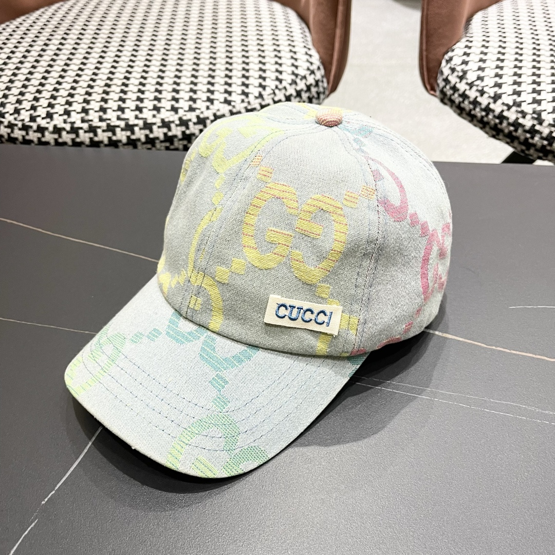  GUCCI古奇 2025专柜原单新款洗水牛仔棒球帽，很潮！休闲运动款，经典制作，超级好搭衣服！