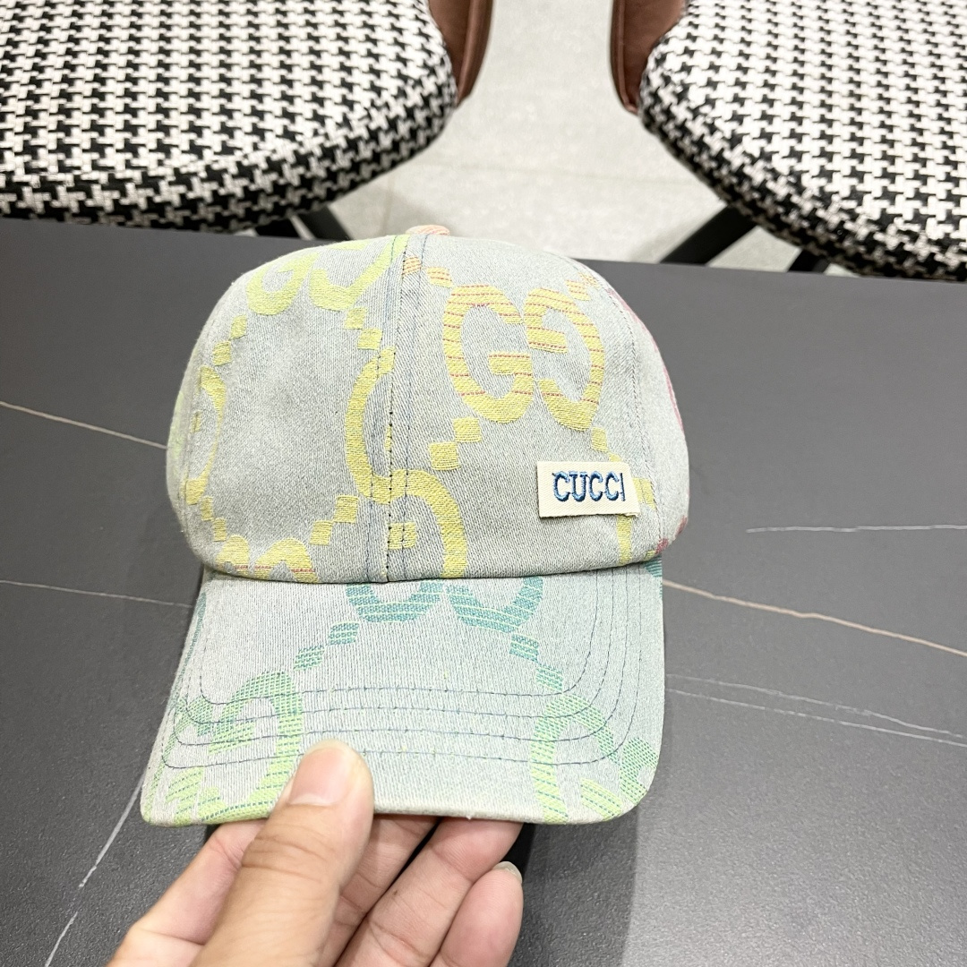  GUCCI古奇 2025专柜原单新款洗水牛仔棒球帽，很潮！休闲运动款，经典制作，超级好搭衣服！