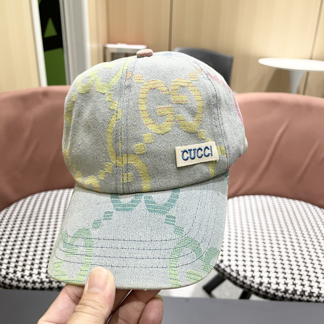 GUCCI古奇 2025专柜原单新款洗水牛仔棒球帽，很潮！休闲运动款，经典制作，超级好搭衣服！