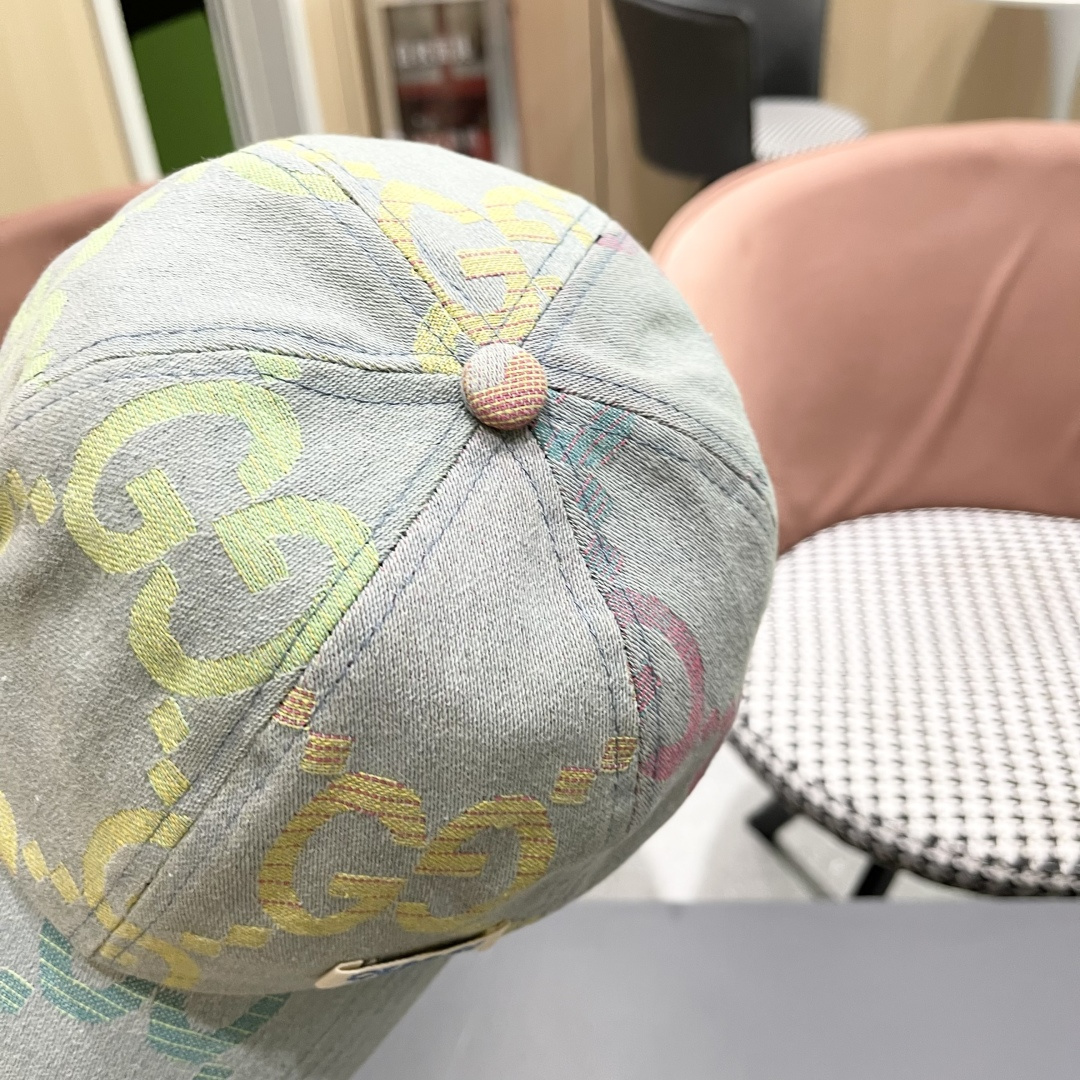  GUCCI古奇 2025专柜原单新款洗水牛仔棒球帽，很潮！休闲运动款，经典制作，超级好搭衣服！