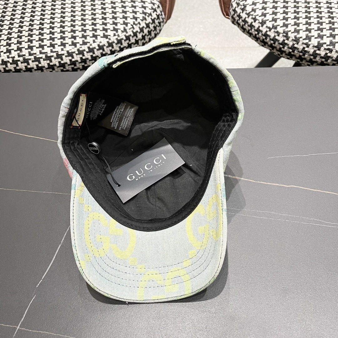  GUCCI古奇 2025专柜原单新款洗水牛仔棒球帽，很潮！休闲运动款，经典制作，超级好搭衣服！