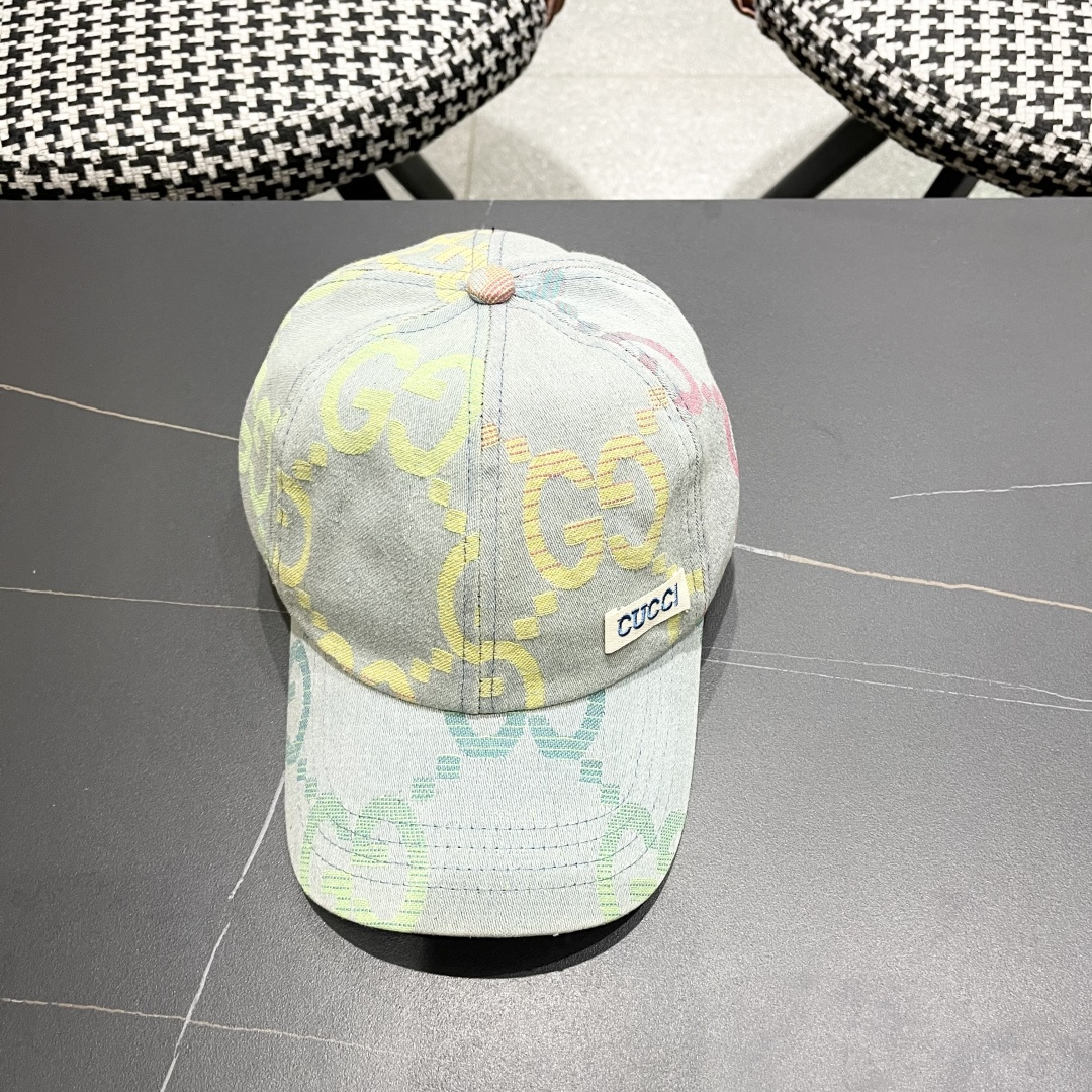  GUCCI古奇 2025专柜原单新款洗水牛仔棒球帽，很潮！休闲运动款，经典制作，超级好搭衣服！