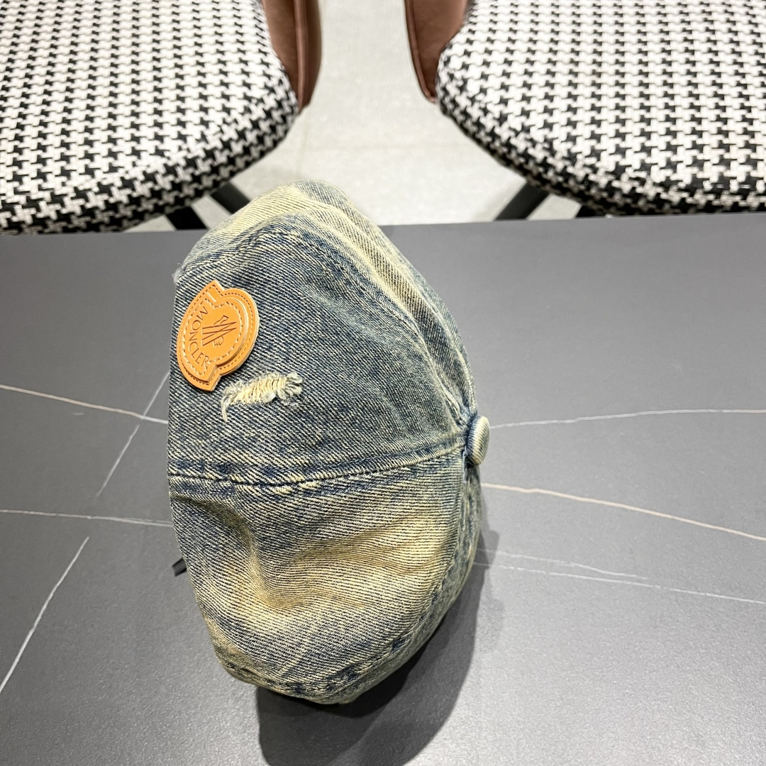  蒙口 复古做旧牛仔贝雷帽子女春秋时尚百搭高品
质八角画家帽云朵蓓蕾帽