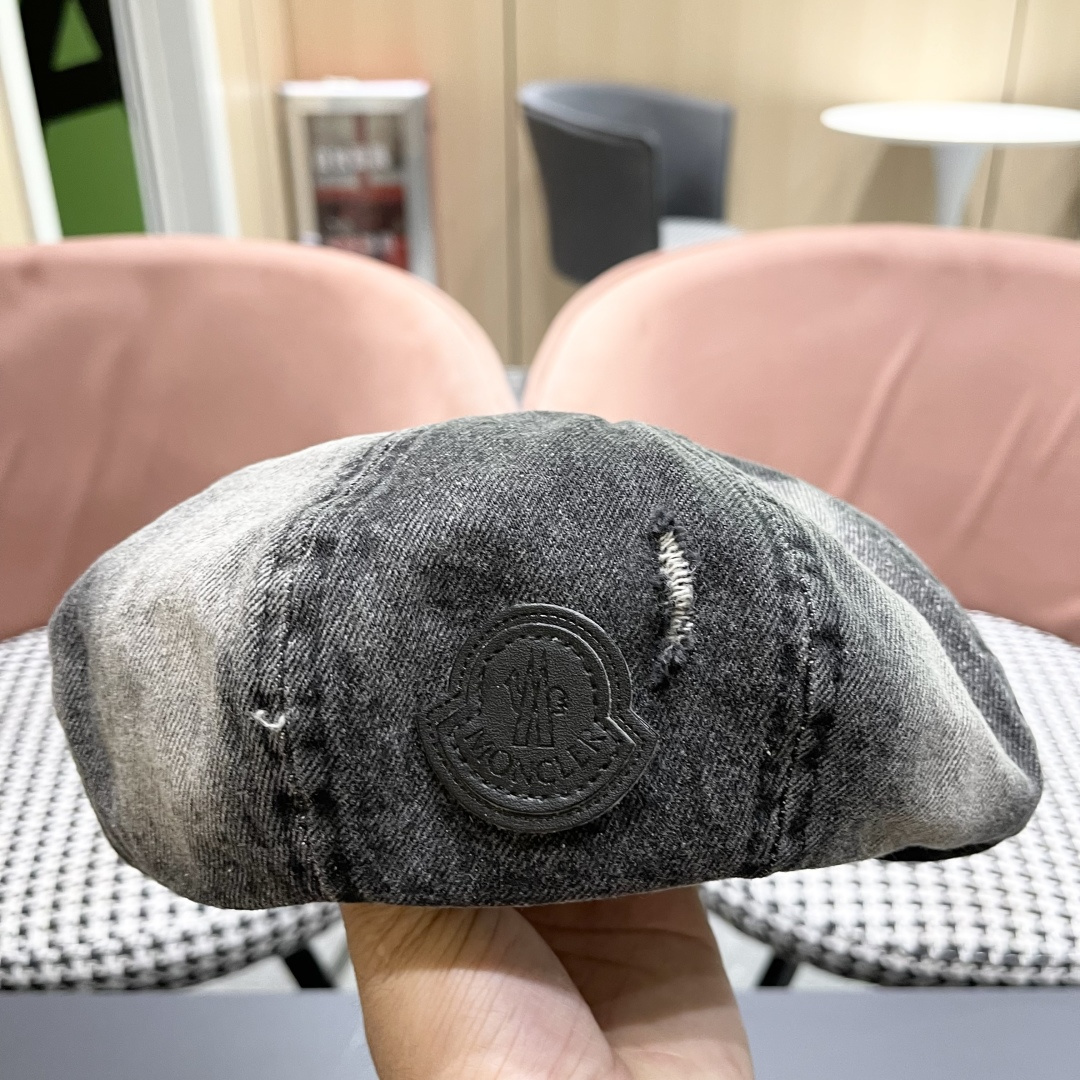  蒙口 复古做旧牛仔贝雷帽子女春秋时尚百搭高品
质八角画家帽云朵蓓蕾帽