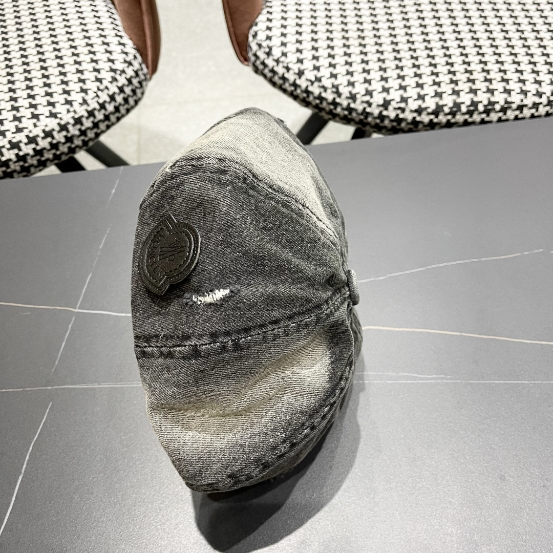  蒙口 复古做旧牛仔贝雷帽子女春秋时尚百搭高品
质八角画家帽云朵蓓蕾帽