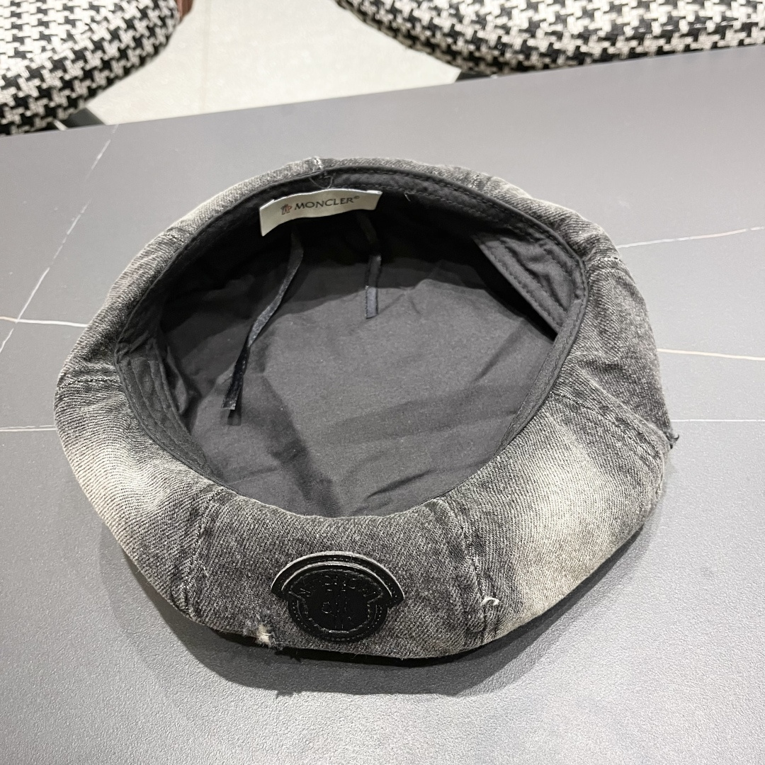  蒙口 复古做旧牛仔贝雷帽子女春秋时尚百搭高品
质八角画家帽云朵蓓蕾帽