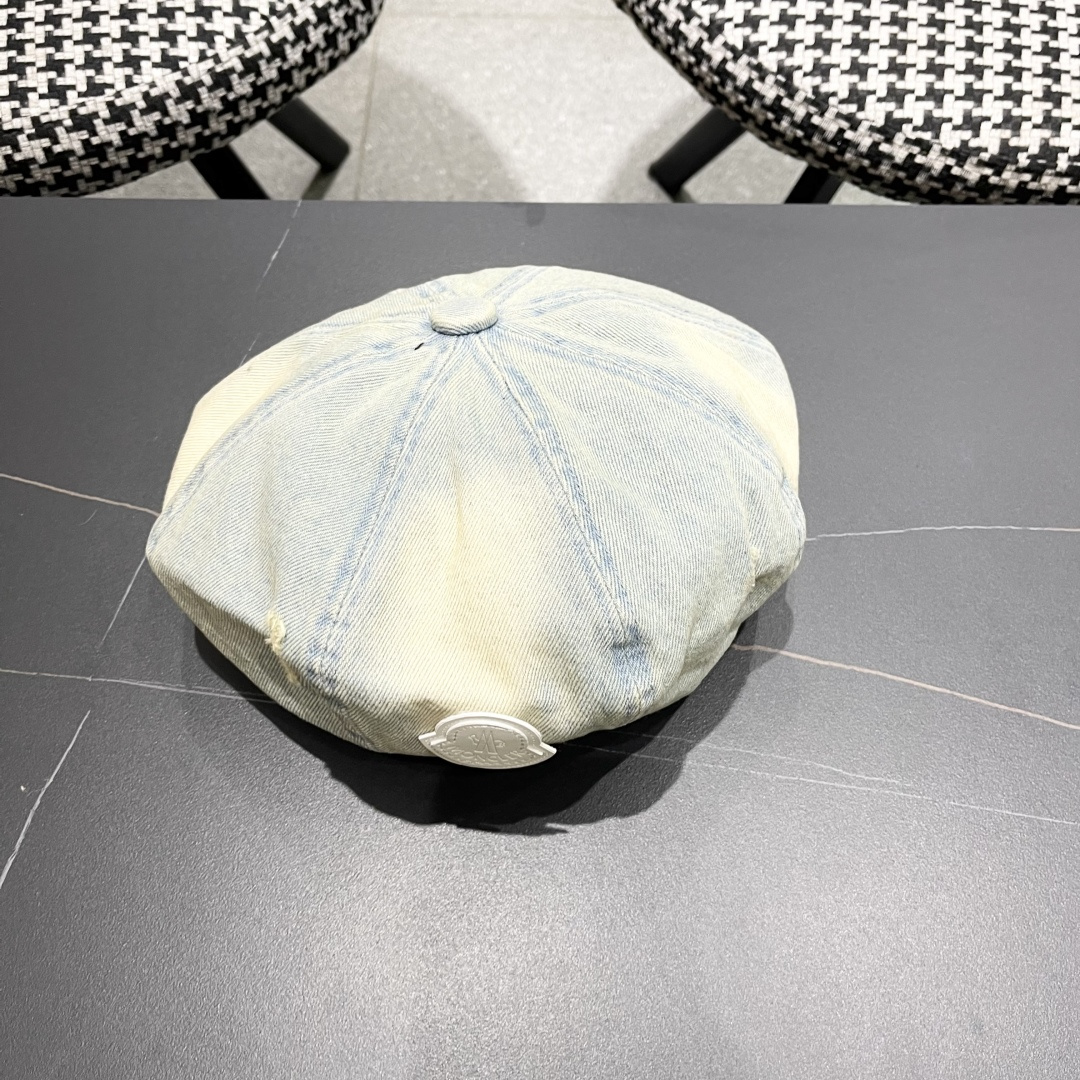  蒙口 复古做旧牛仔贝雷帽子女春秋时尚百搭高品
质八角画家帽云朵蓓蕾帽