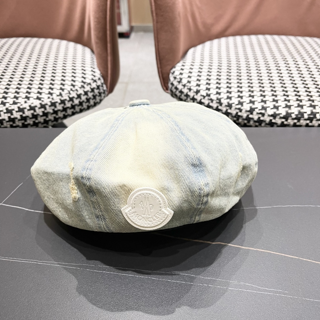  蒙口 复古做旧牛仔贝雷帽子女春秋时尚百搭高品
质八角画家帽云朵蓓蕾帽