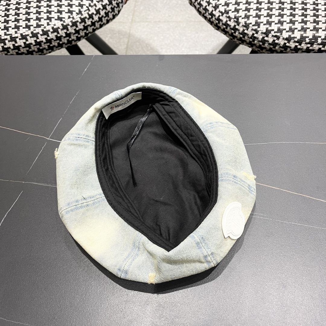  蒙口 复古做旧牛仔贝雷帽子女春秋时尚百搭高品
质八角画家帽云朵蓓蕾帽