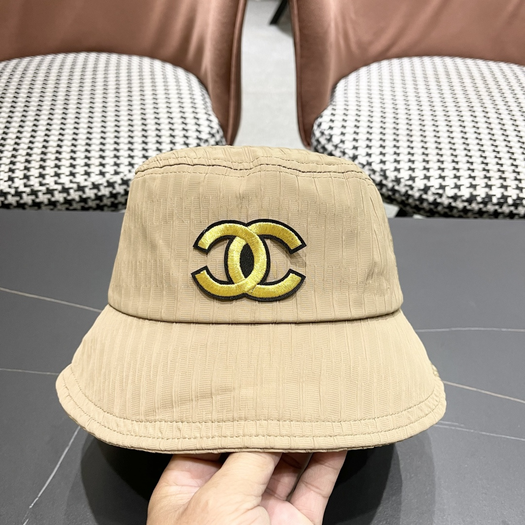  香奈儿新款渔夫帽子女 2025夏新款纯色帽夏显脸小水桶帽盆帽