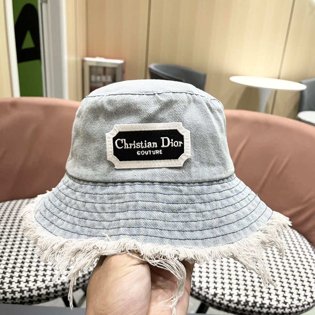  迪奥 日系牛仔渔夫帽大帽檐毛边做旧水洗帽子夏季防
晒T显脸小百搭女盆