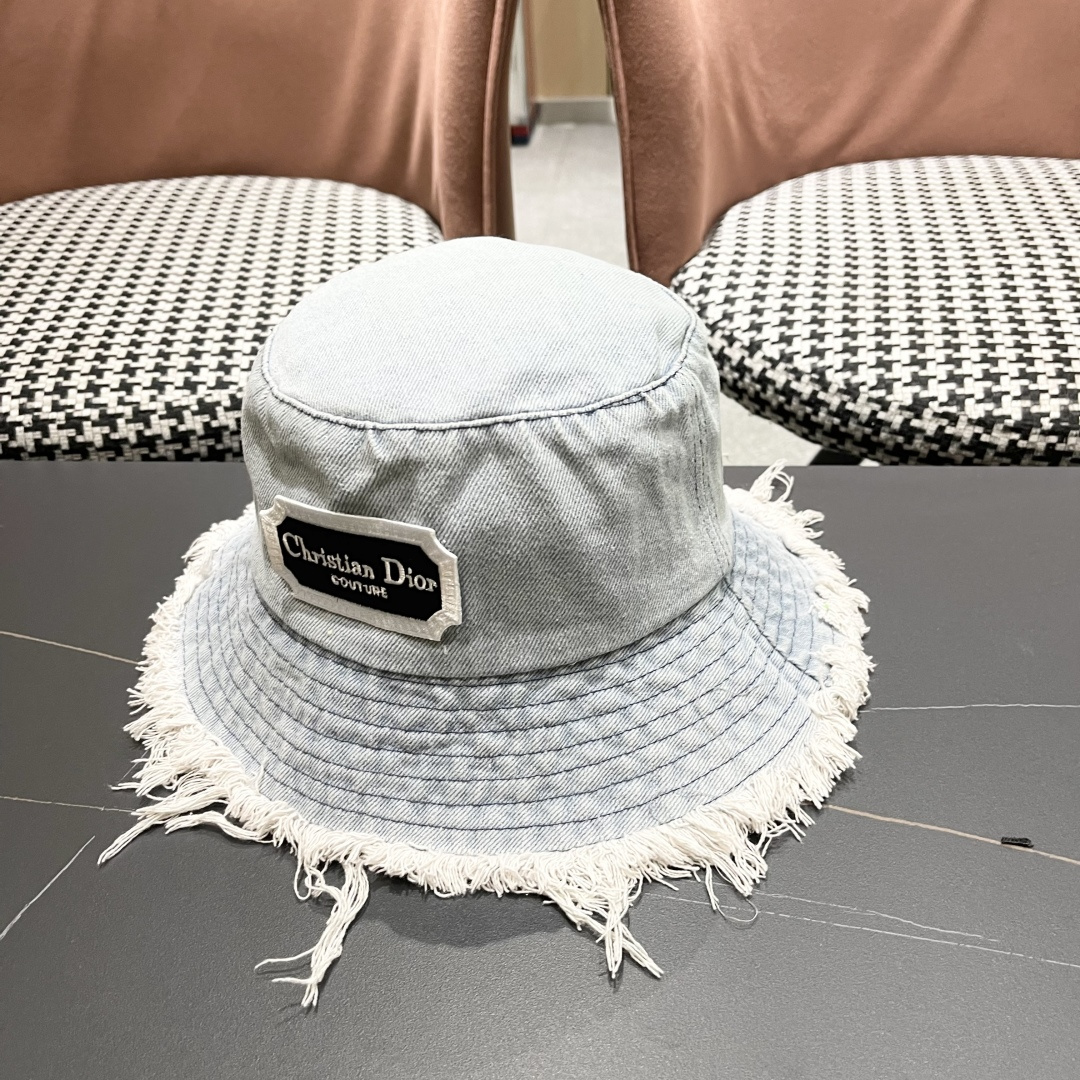  迪奥 日系牛仔渔夫帽大帽檐毛边做旧水洗帽子夏季防
晒T显脸小百搭女盆
