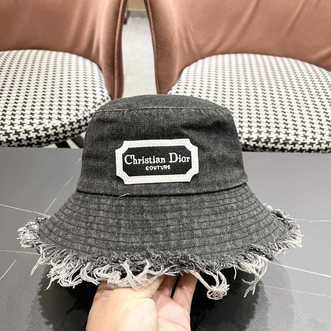  迪奥 日系牛仔渔夫帽大帽檐毛边做旧水洗帽子夏季防
晒T显脸小百搭女盆