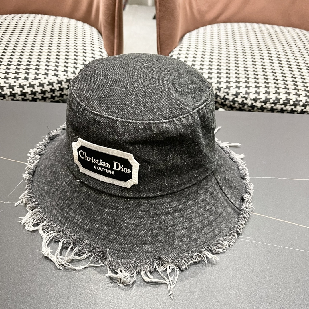  迪奥 日系牛仔渔夫帽大帽檐毛边做旧水洗帽子夏季防
晒T显脸小百搭女盆