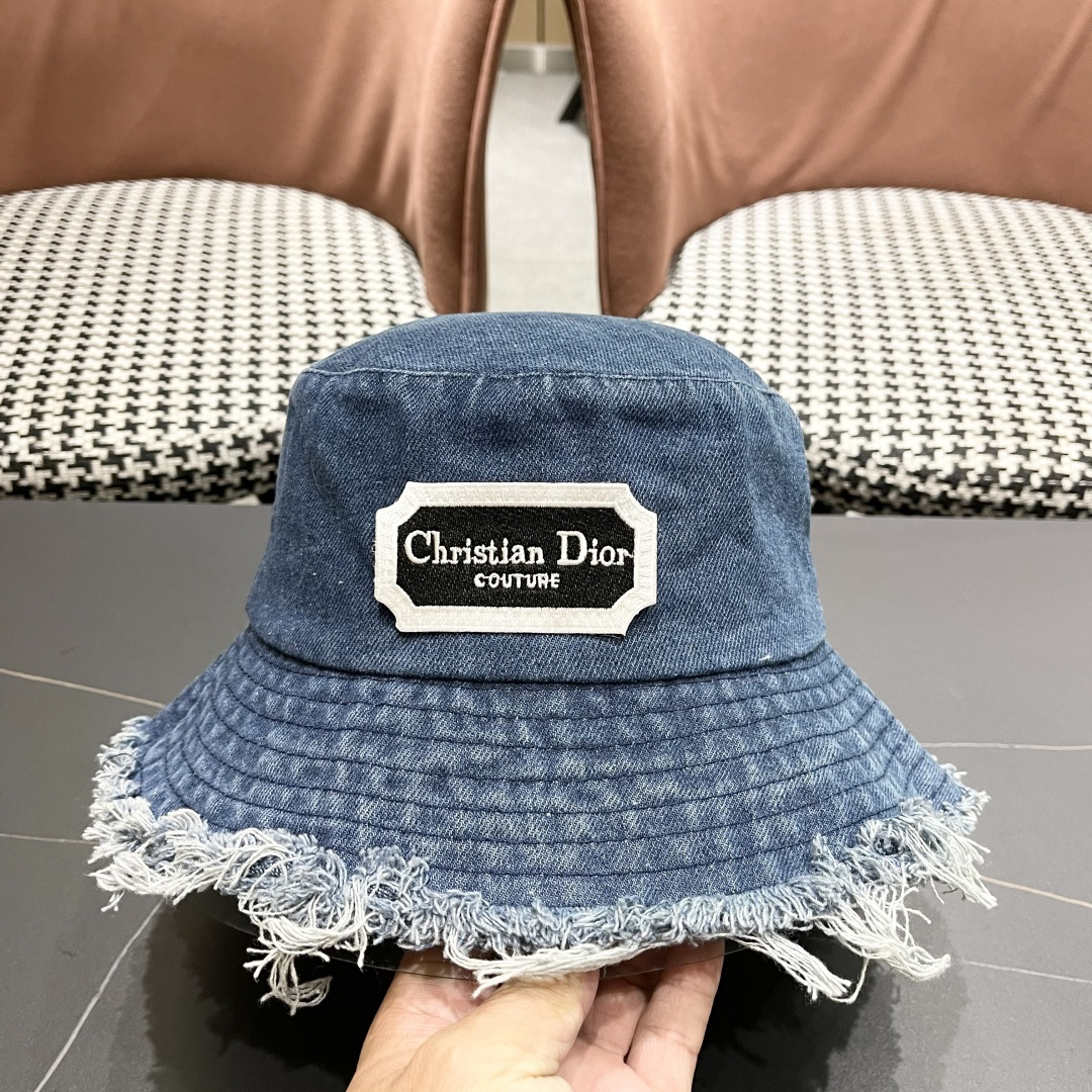 迪奥 日系牛仔渔夫帽大帽檐毛边做旧水洗帽子夏季防
晒T显脸小百搭女盆