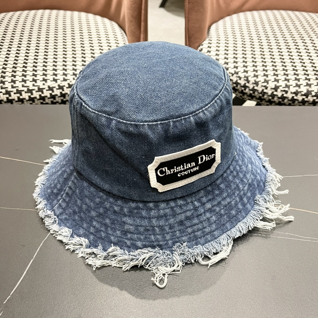  迪奥 日系牛仔渔夫帽大帽檐毛边做旧水洗帽子夏季防
晒T显脸小百搭女盆