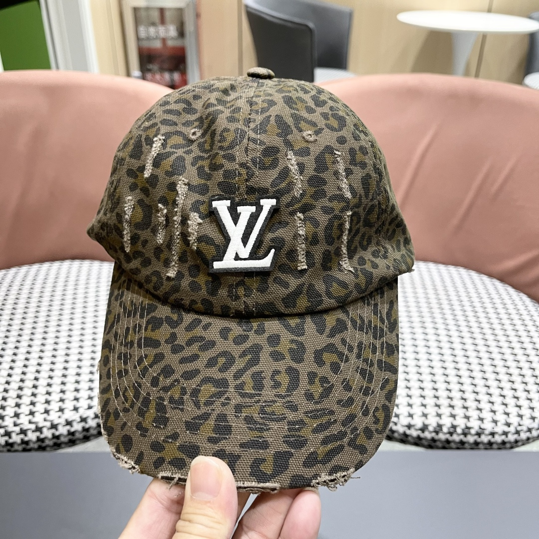  Lv路易威登 美式复古水洗豹纹棒球帽女加深潮牌
千禧辣妹街拍大头围鸭舌帽