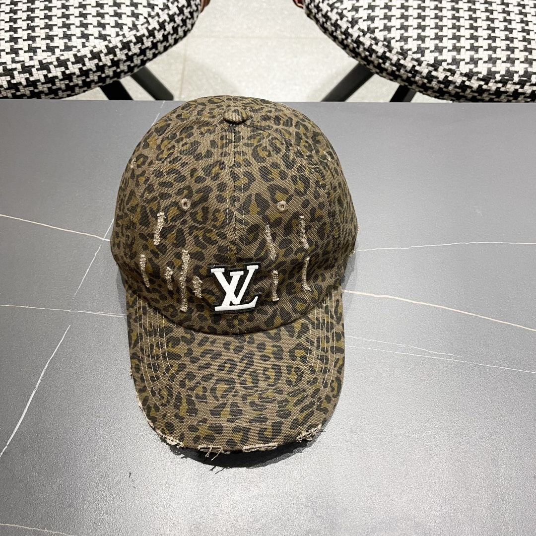  Lv路易威登 美式复古水洗豹纹棒球帽女加深潮牌
千禧辣妹街拍大头围鸭舌帽