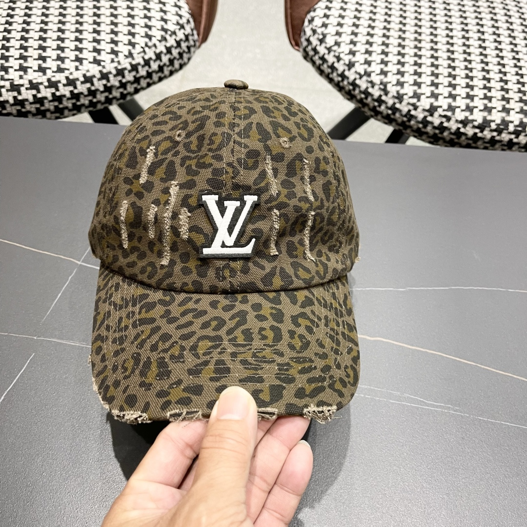  Lv路易威登 美式复古水洗豹纹棒球帽女加深潮牌
千禧辣妹街拍大头围鸭舌帽