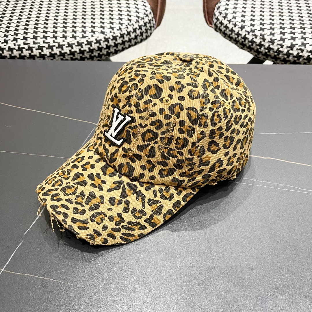 Lv路易威登 美式复古水洗豹纹棒球帽女加深潮牌
千禧辣妹街拍大头围鸭舌帽